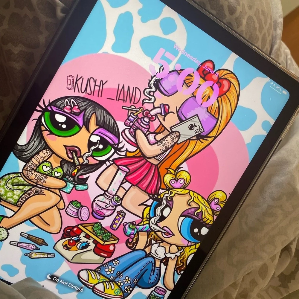 Apple Tablet with Black Frame and Colorful Display